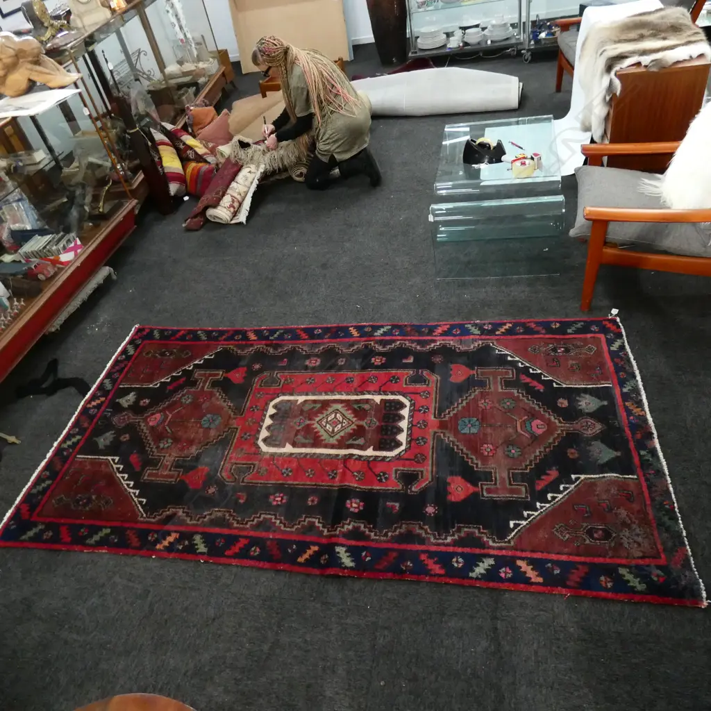 HAND KNOTTED WOOL PILE RUG 1250 X 2420MM AF WORN Image 1++