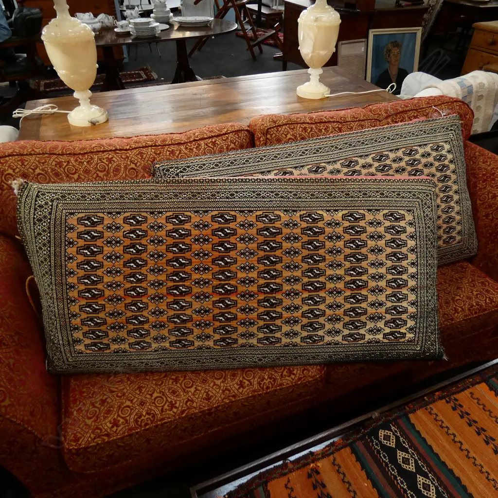 PR IRANIAN CUSHIONS L. 1220MM SOME FAULTS AND FADING Image 1++