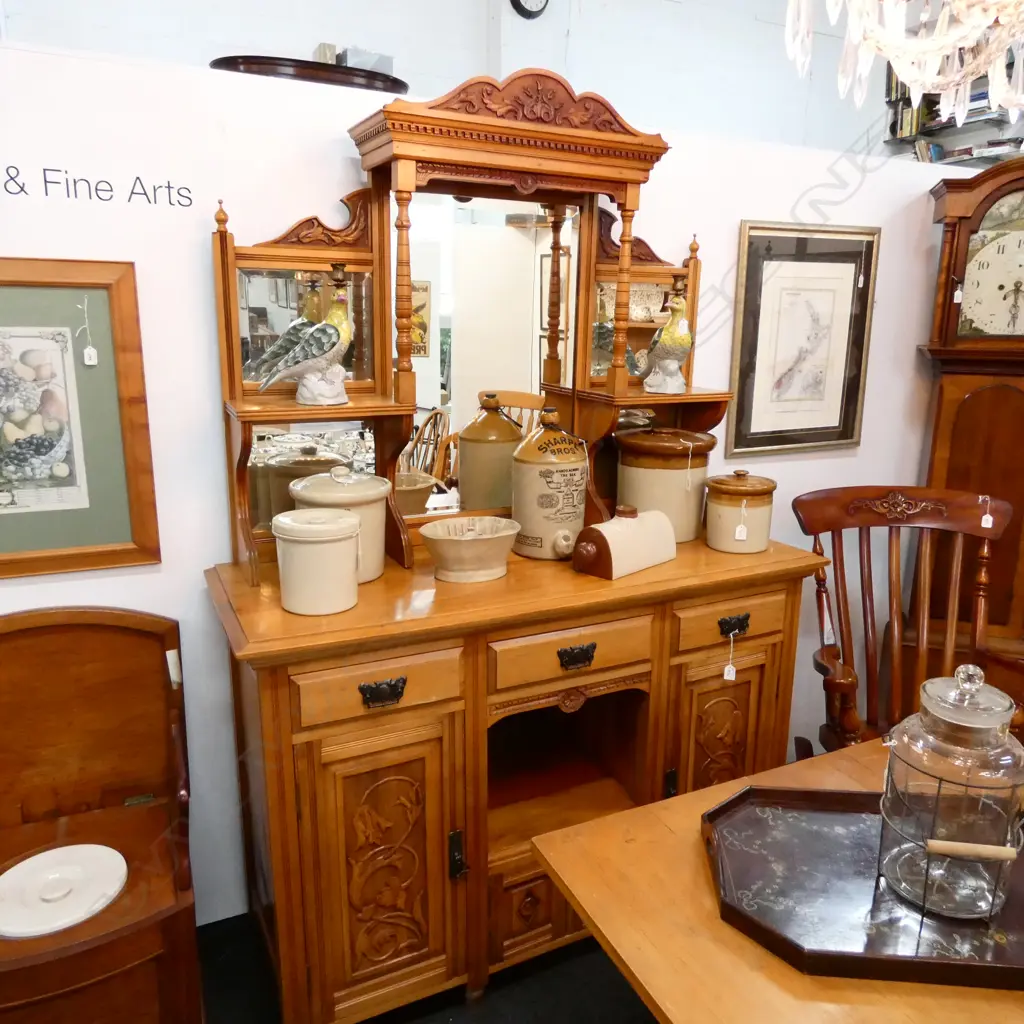 COLONIAL KAURI MIRROR BACK SIDEBOARD H. 2050MM Image 1++