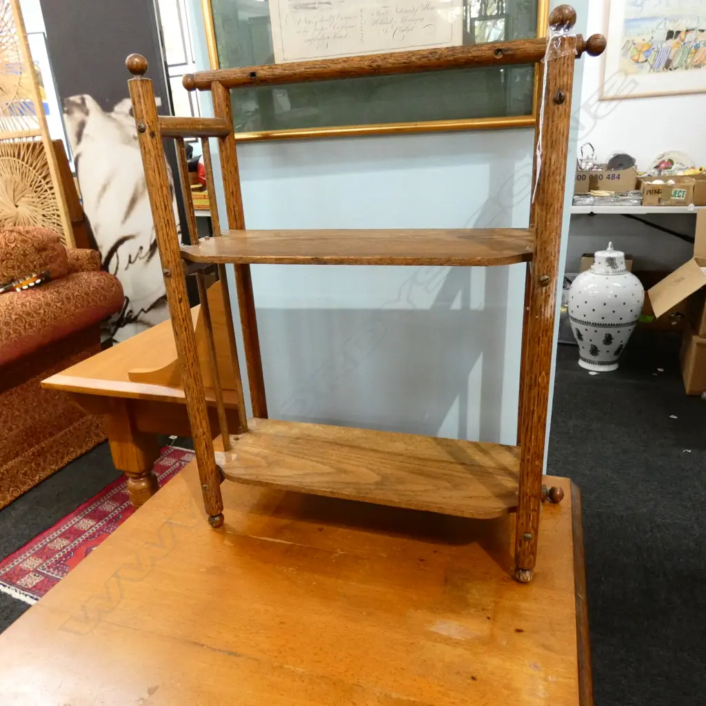 ARTS & CRAFTS TIMBER WALL HANGING UNIT  H. 500MM Image 1++