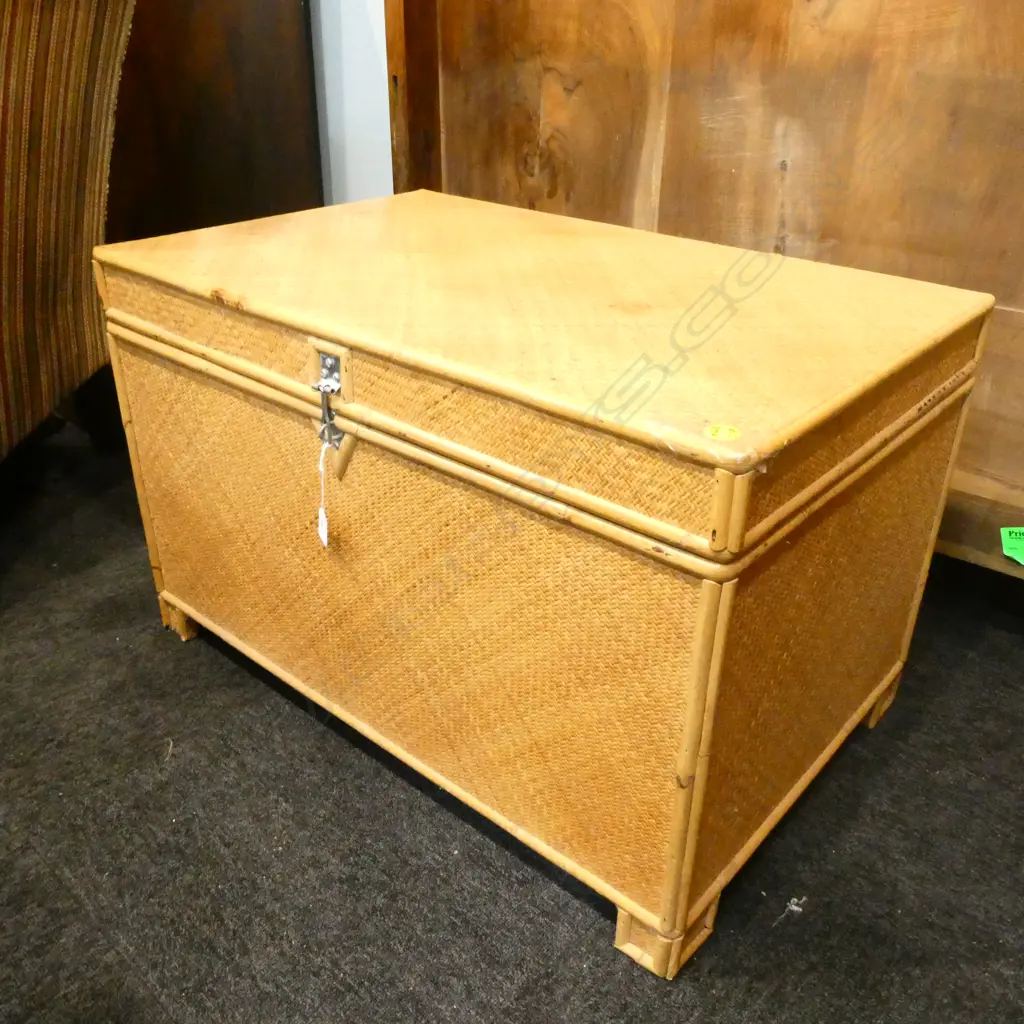 WOVEN CANE BLANKET BOX H. 510MM W. 815MM Image 1++