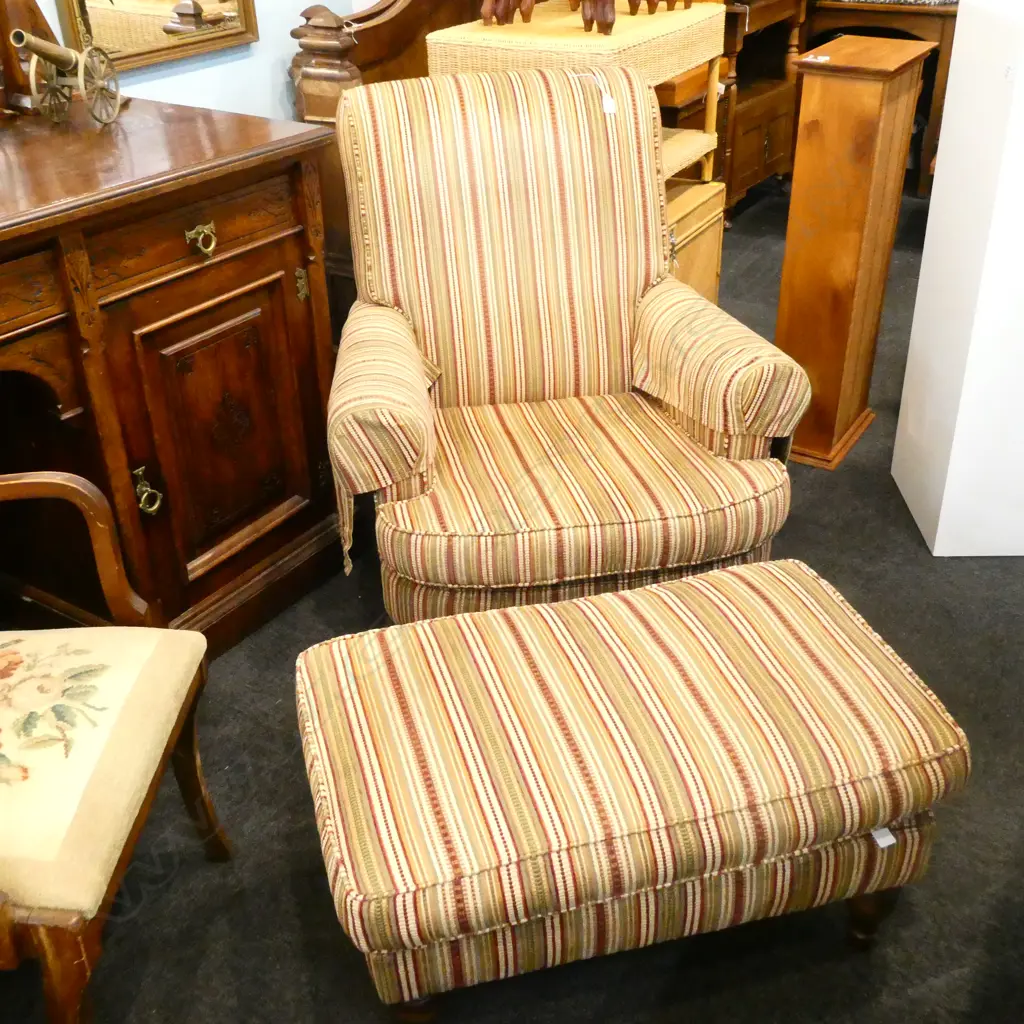 UPHOLSTERED CHAIR & OTTOMAN Image 1++
