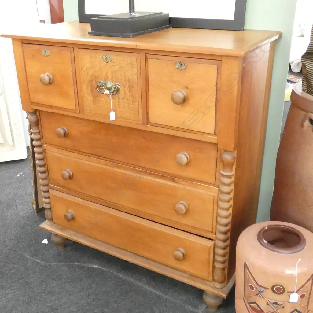 6 DRAWER KAURI COLONIAL SCOTCH CHEST 1110MM W 1210MM H Image 1++