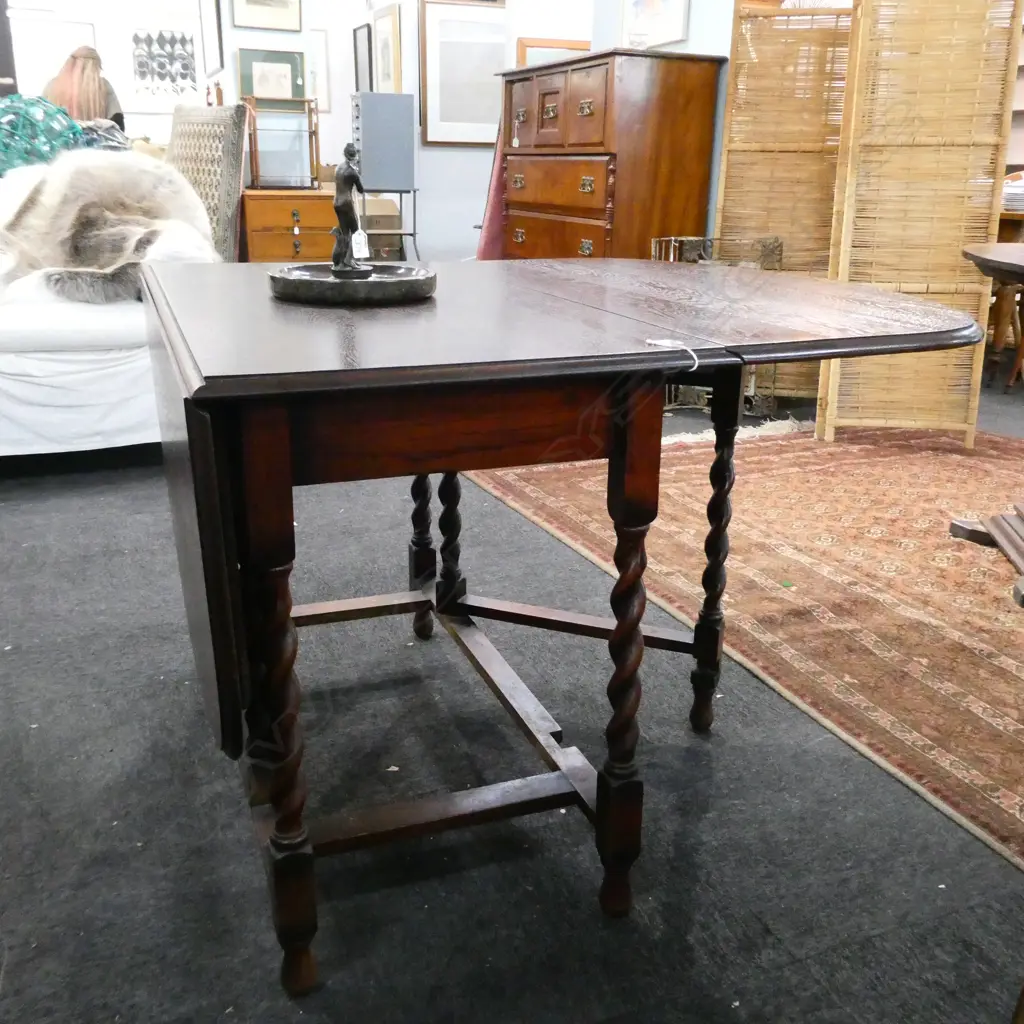 OAK DROP SIDE BARLEY TWIST TABLE L1060 MM Image 1++
