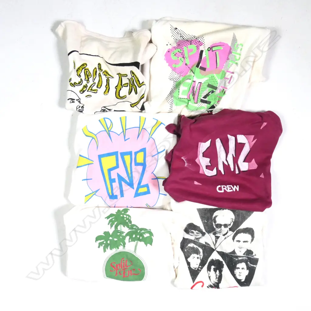 5 ASST EARLY SPLIT ENZ TEE SHIRTS VARIOUS SIZES SOME STAINS Image 1++