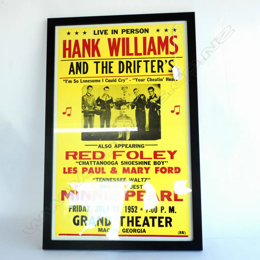 FRAMED POSTER HANK WILLIAMS 550x340mm Image 1++
