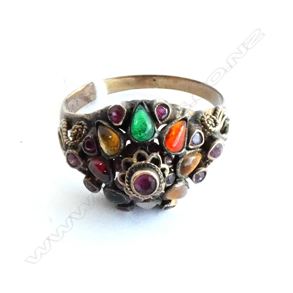 '333' 8K Y/GOLD PRINCESS RING MULTI COLOURED STONES Image 1++