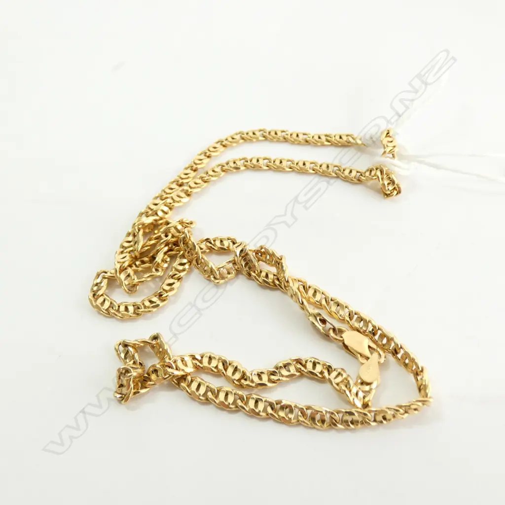 18CT GOLD FANCY LINK NECKLACE L. 240MM 7 GRAMS Image 1++