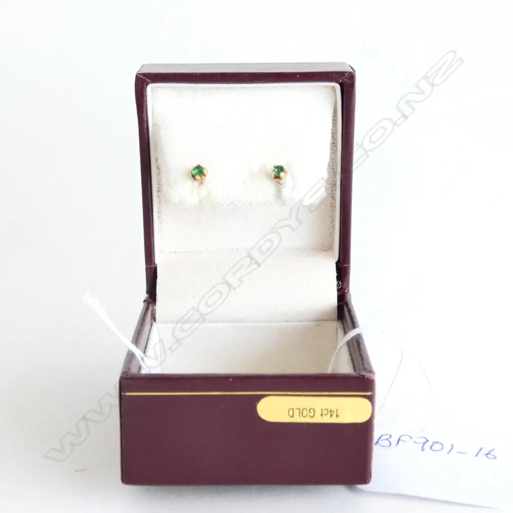 PAIR OF 9CT GOLD AND EMERALD STUD EARRINGS Image 1++