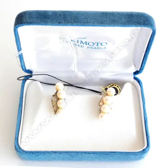 PAIR OF MIKIMOTO PEARL EARRINGS WITH LABEL AND IN BOX