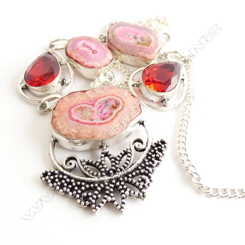 AGATE GEODE NECKLACE, PART 925 Image 1++