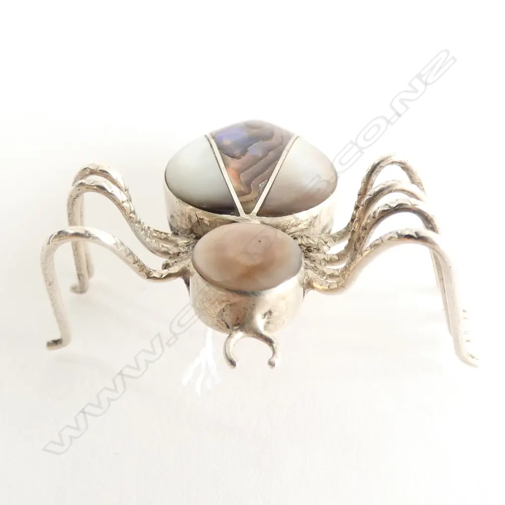 SILVER/PAUA/MOTHER OF PEARL SPIDER BROOCH (ONE LEG MISSING) Image 1++