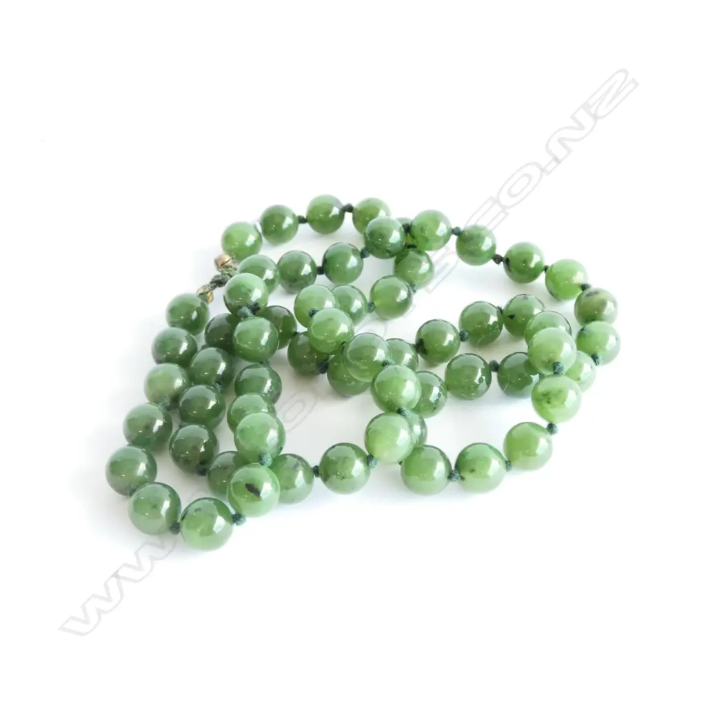 NEPHRITE BEAD NECKLACE L.590mm Image 1++