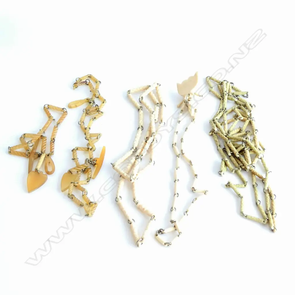 6 C1900 'BOER PRISONERS' BONE & TORTOISESHELL NECKLACES Image 1++