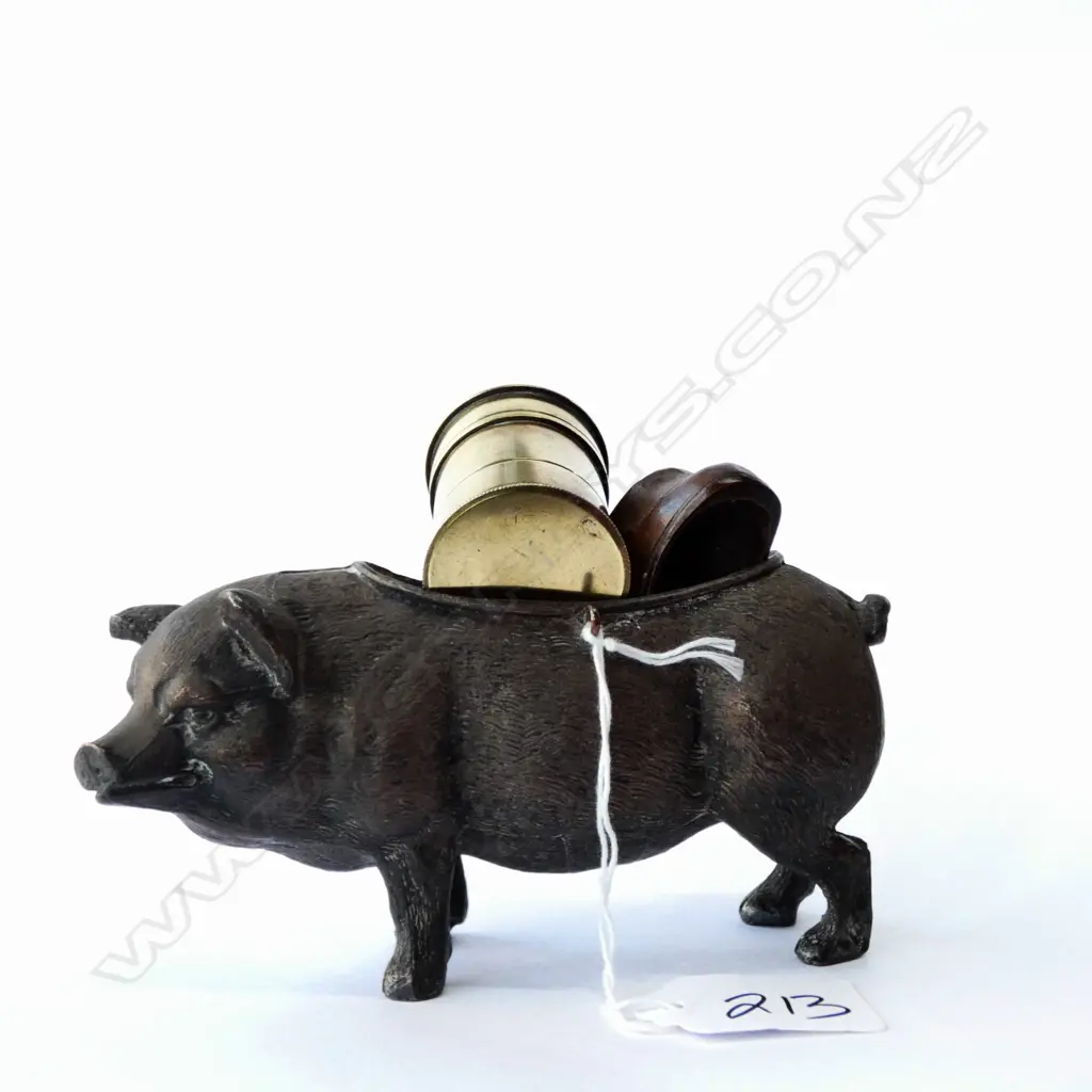 early 20thC S/PLATE PIG TRINKET BOX + SHOE + MONEY BOX... Image 1++