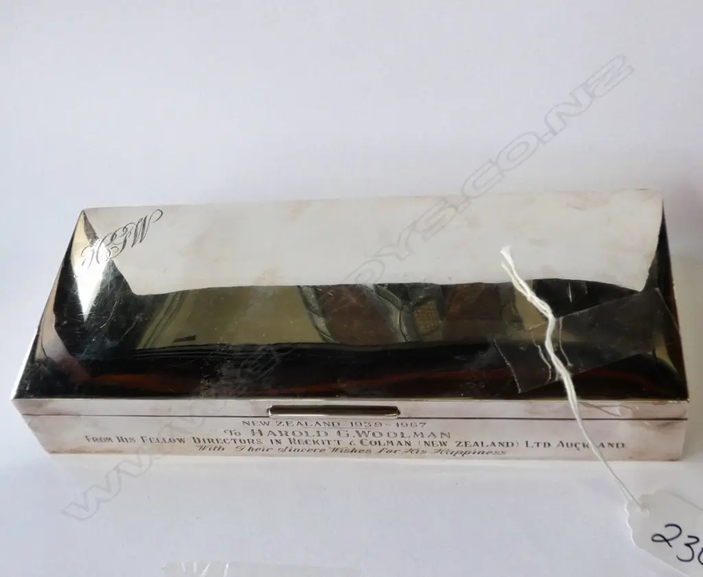 STG SILVER LARGE BOX, WOODEN INTERIOR, B'HAM 1966 L. 240MM  Image 1++