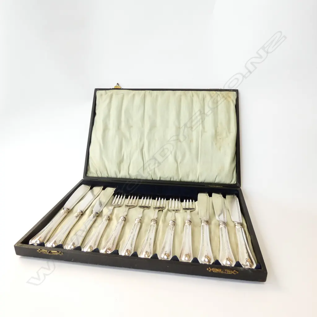 STG SILVER HANDLED FISH SET IN CASE SHEFFIELD 1902 Image 1++