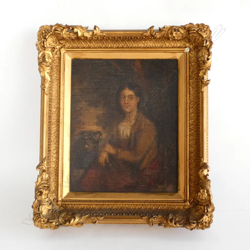 18thC GILT FRAMED PORTRAIT OIL ON BOARD 380 X 335MM Image 1++