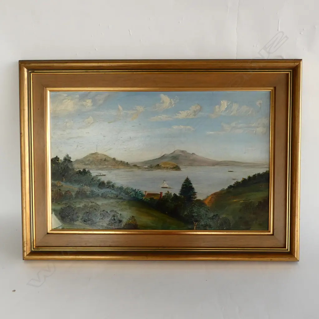 ARTIST UNKNOWN EARLY OIL OF AUCKLAND HARBOUR 470 X 300MM IMAGE Image 1++