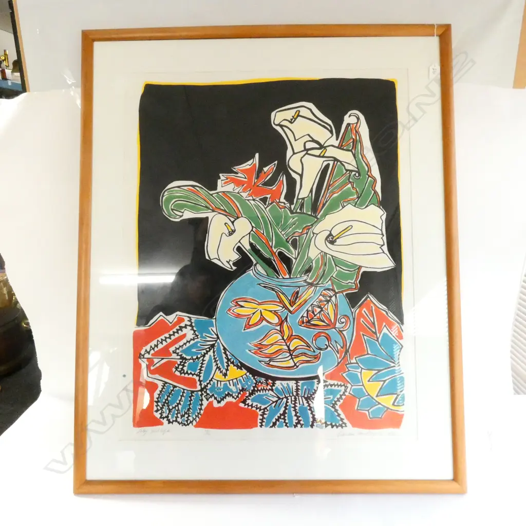 CLAUDIA POND EYLEY 'LILY STILL LIFE' SCREENPRINT ED. 15/50 1988 825 X 650MM IMAGE Image 1++