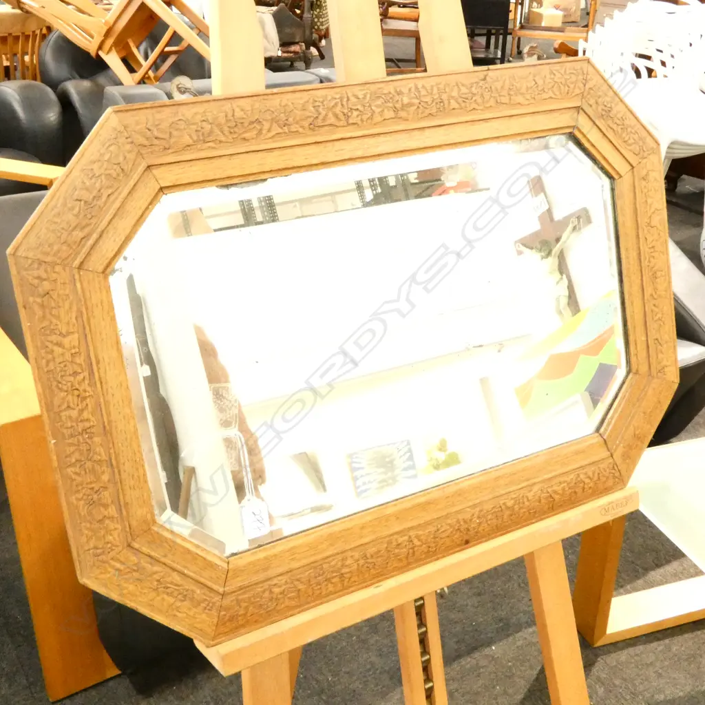 OAK FRAMED BEVELLED MIRROR 700 X 470MM Image 1++