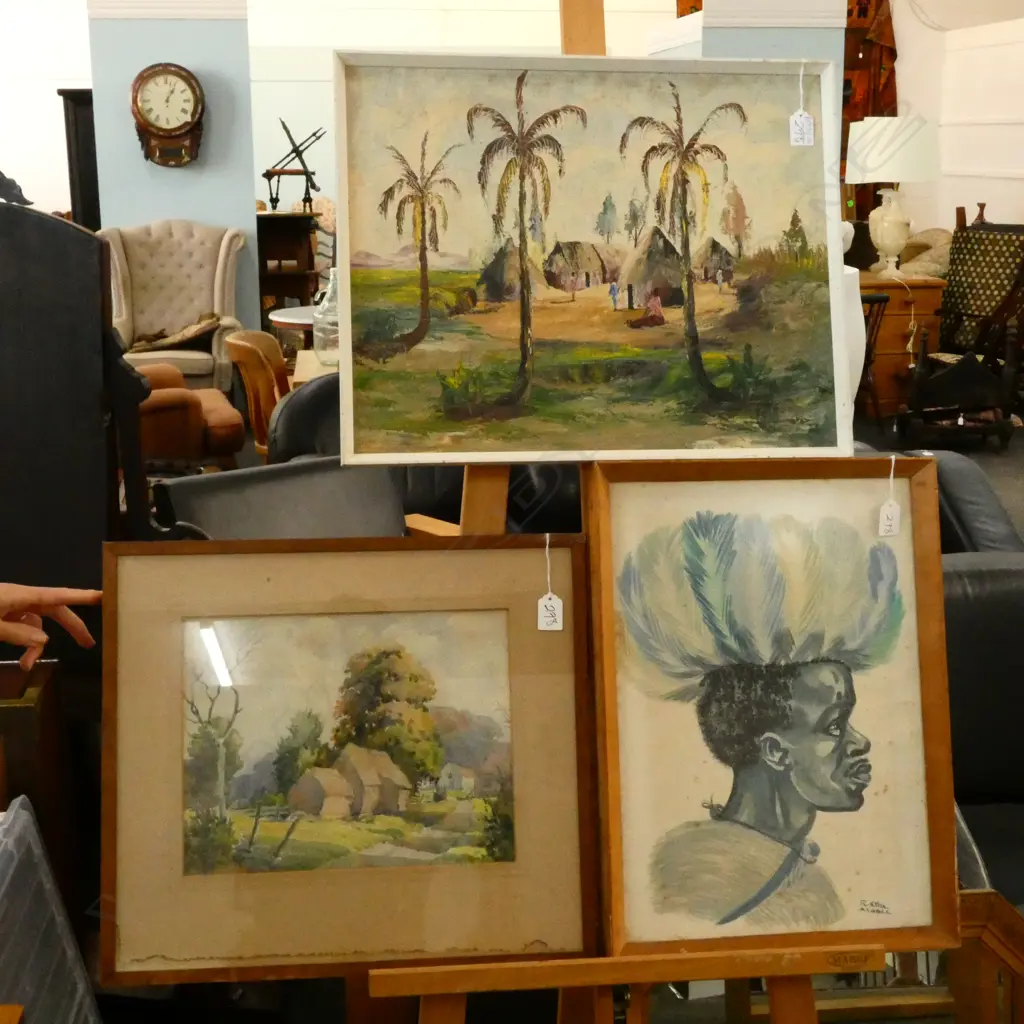 3 SIGNED ARTWORKS, 2 W/C & OIL 380 X 480MM Image 1++