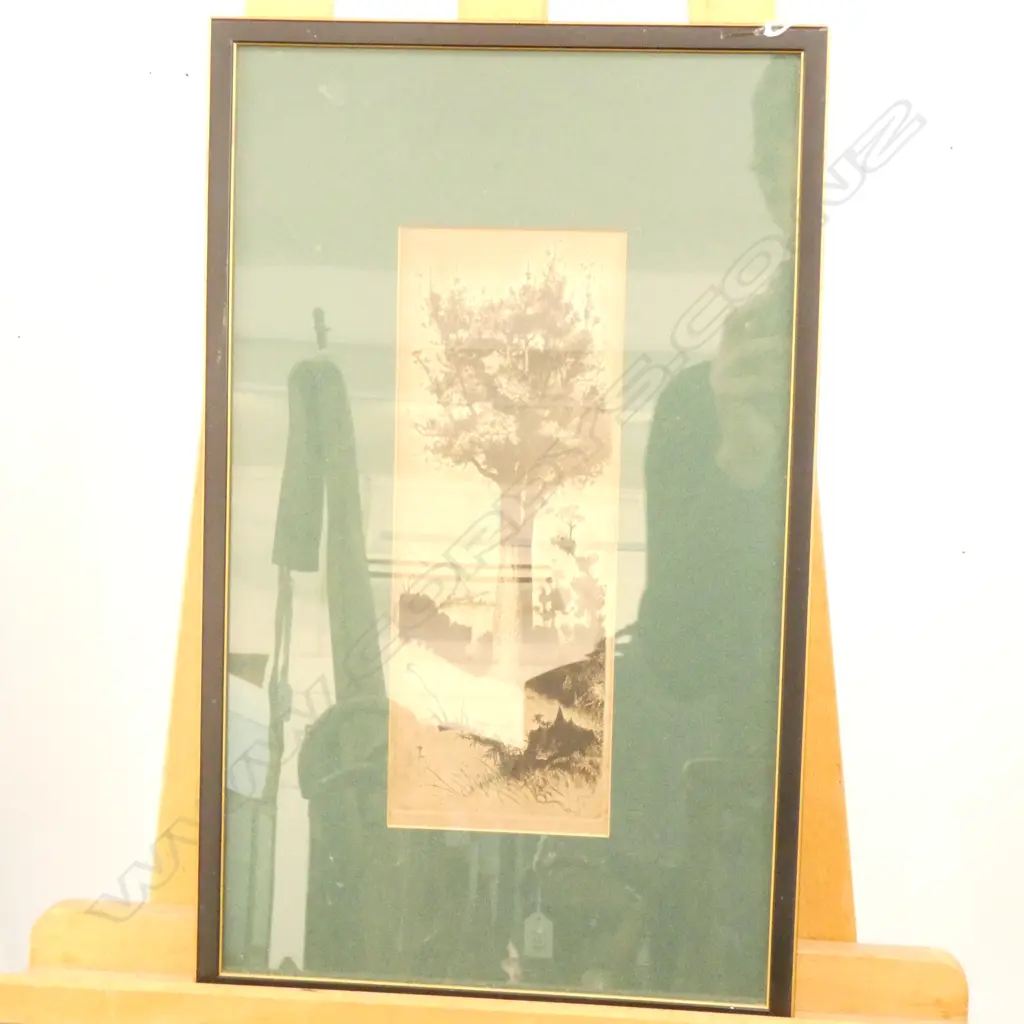 TREVOR LLYOD ETCHING KAURI TREE 105 X 290MM IMAGE Image 1++
