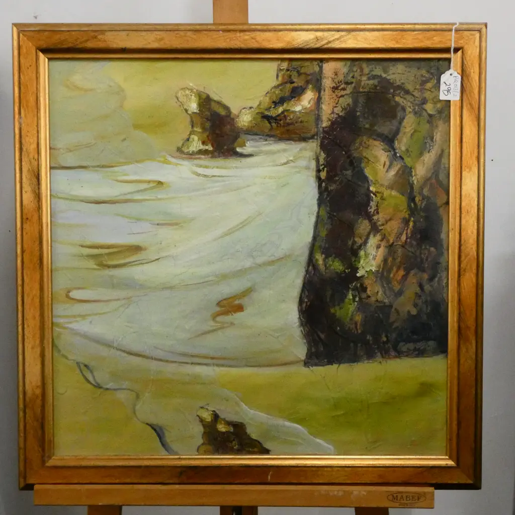 ARTIST UNKNOWN GILT FRAMED OIL ON CANVAS 490MM SQ IMAGE Image 1++