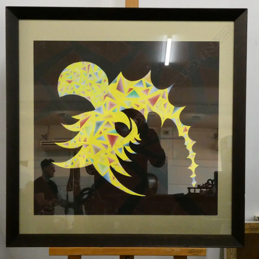 LLOYD HILLYER ABSTRACT OIL ON BOARD 590 X 550MM IMAGE Image 1++