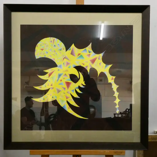 LLOYD HILLYER ABSTRACT OIL ON BOARD 590 X 550MM IMAGE