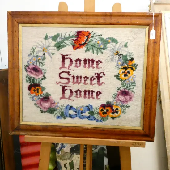 FRAMED VICTORIAN HOME SWEET HOME EMBROIDERY 615 X 520MM FRAME