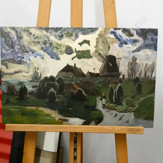 DUTCH SCENE OIL ON BOARD 560 X 360MM