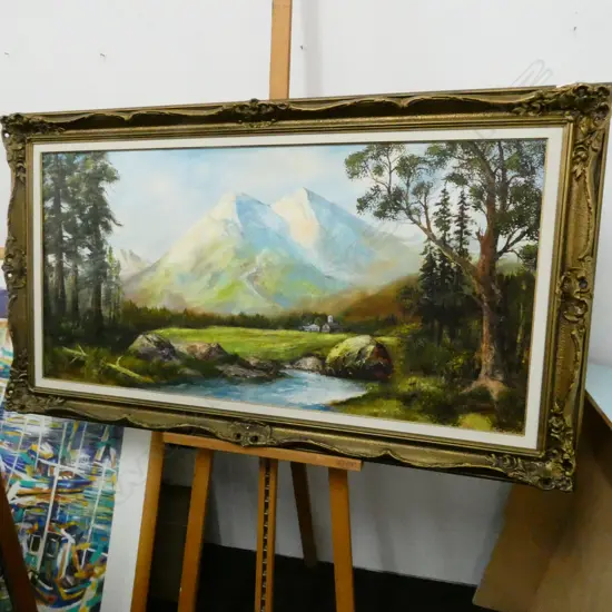 ABE GOERZ OIL PAINTING CANADA MOUNTAINS 630X1200