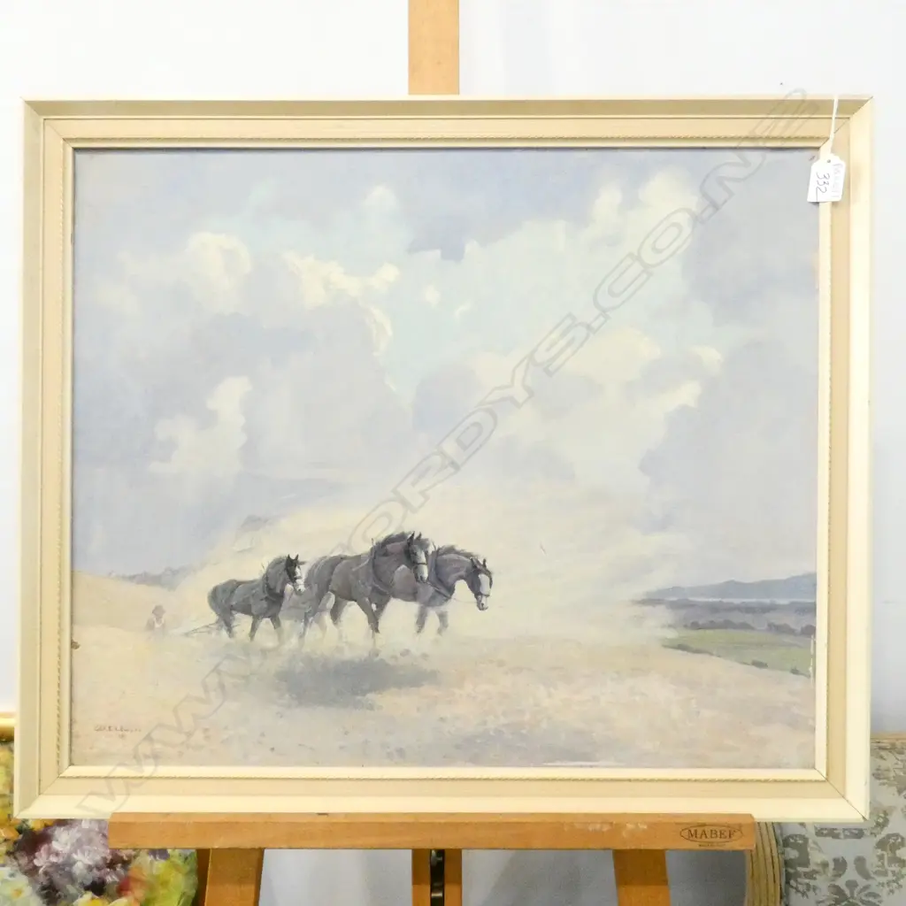 GEO. E. LEWENS 'WIND AND DUST' OIL ON CANVAS 1951 500 X 600MM SMALL TEAR Image 1++