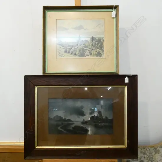 2 PRINTS; F. ARNOLD NIGHT SCENE + SIGNED SWISS PRINT WOLFGANG 6/25
