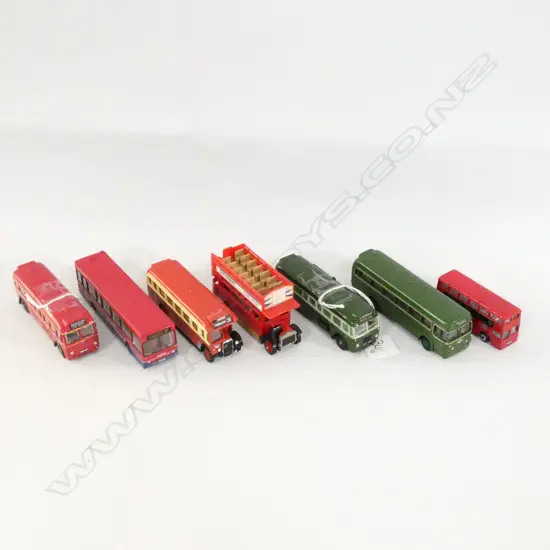 7 ASST. BUSES; 5 RED, 2 GREEN