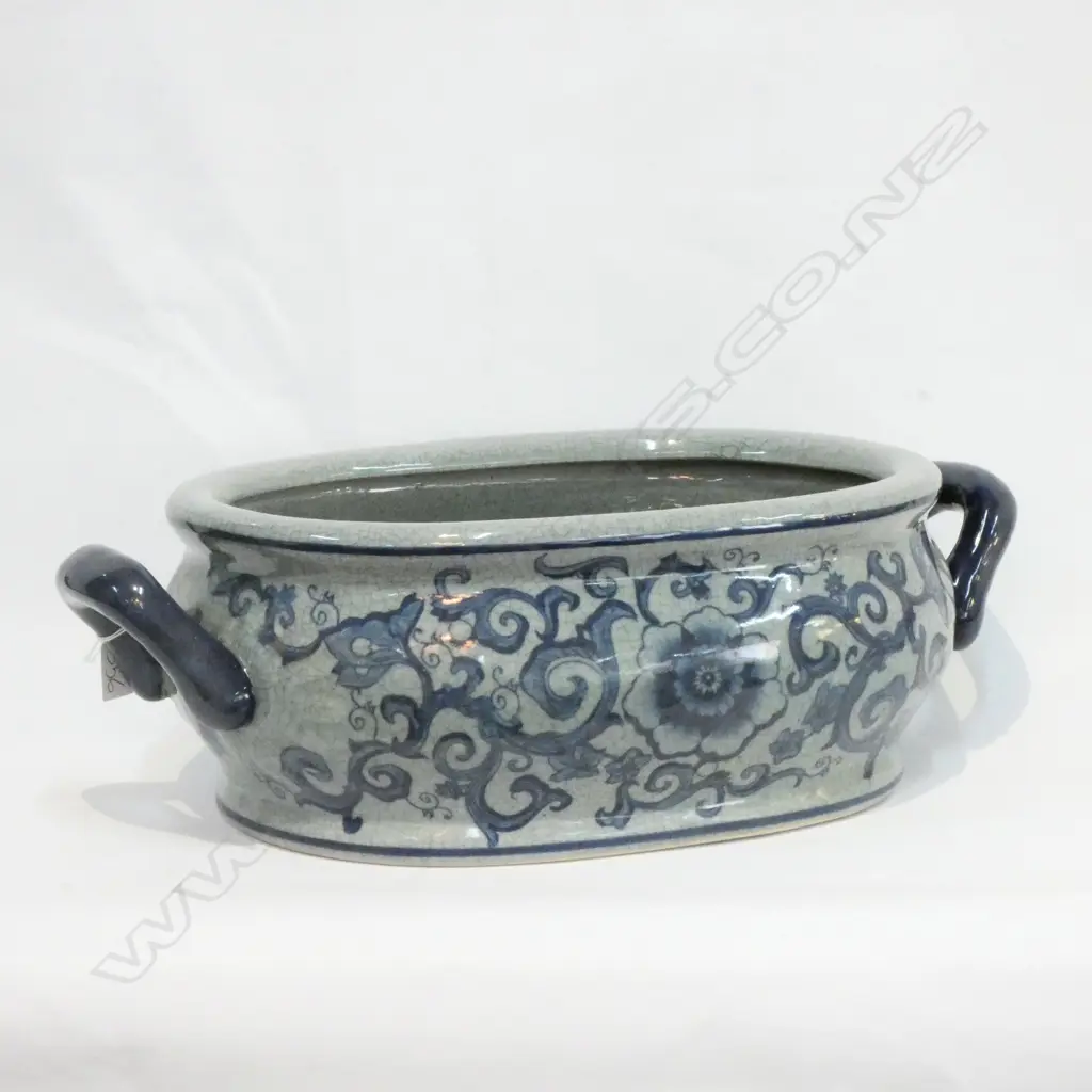 BLUE CERAMIC PLANTER L. 520MM Image 1++