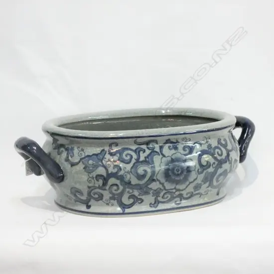 BLUE CERAMIC PLANTER L. 520MM