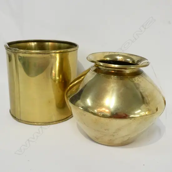 OLD  PERSIAN BRASS VASE AND POT