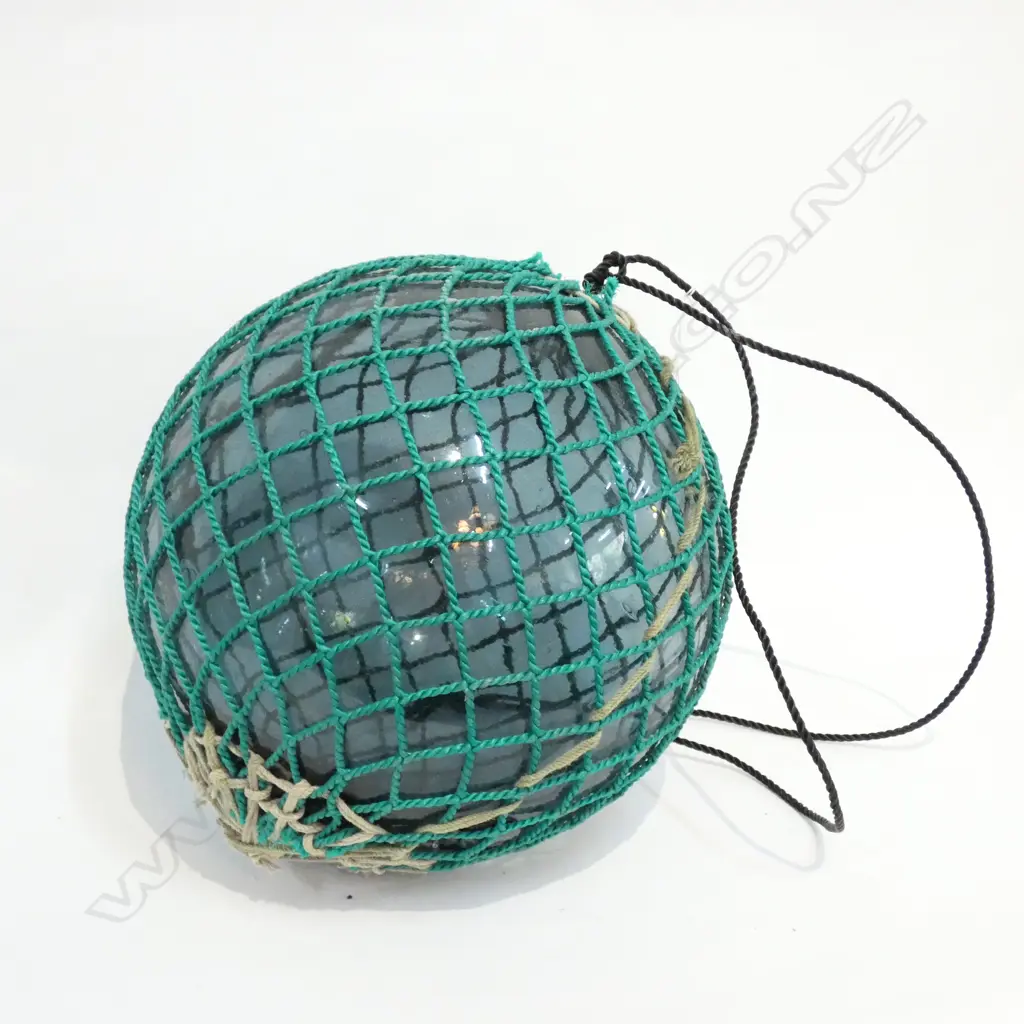 OLD GLASS FISHING FLOAT WITH NETTING Dia.300mm Image 1++
