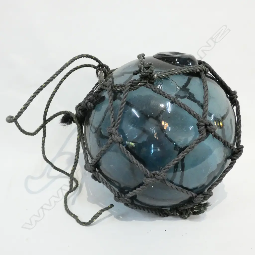 OLD GLASS FISHING FLOAT WITH NETTING Dia.300mm Image 1++