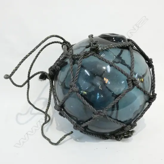 OLD GLASS FISHING FLOAT WITH NETTING Dia.300mm