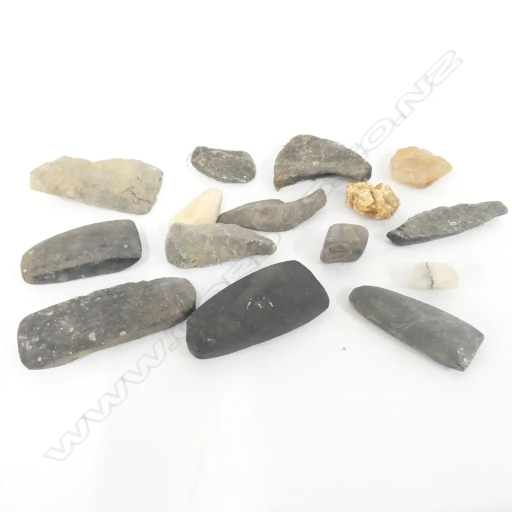 BOX 4 PACIFIC STONE ADZES & OTHER PARTS SPECIMENS ETC Image 1++