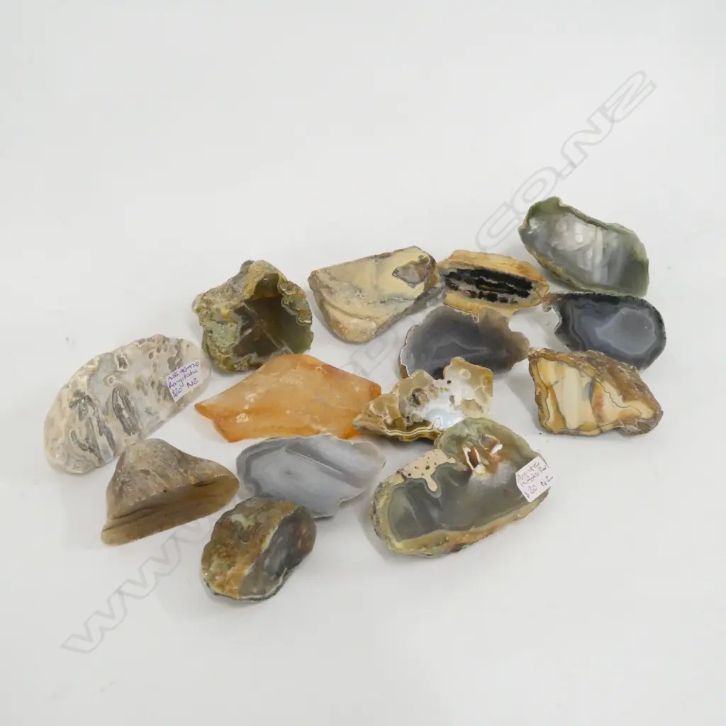 BOX OF NEW ZEALAND CUT AGATE STONES Image 1++