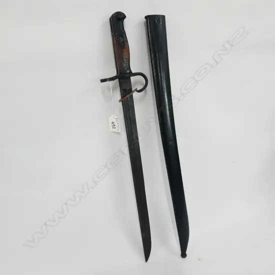 BAYONET WITH HOOKED QUILLION & SCABBARD L. 620MM
