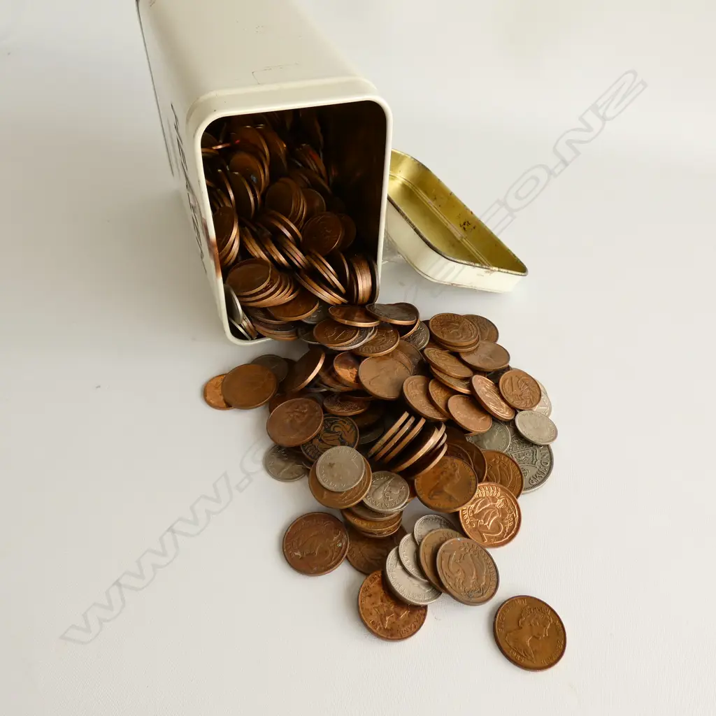 TIN OF ASST. COINS Image 1++