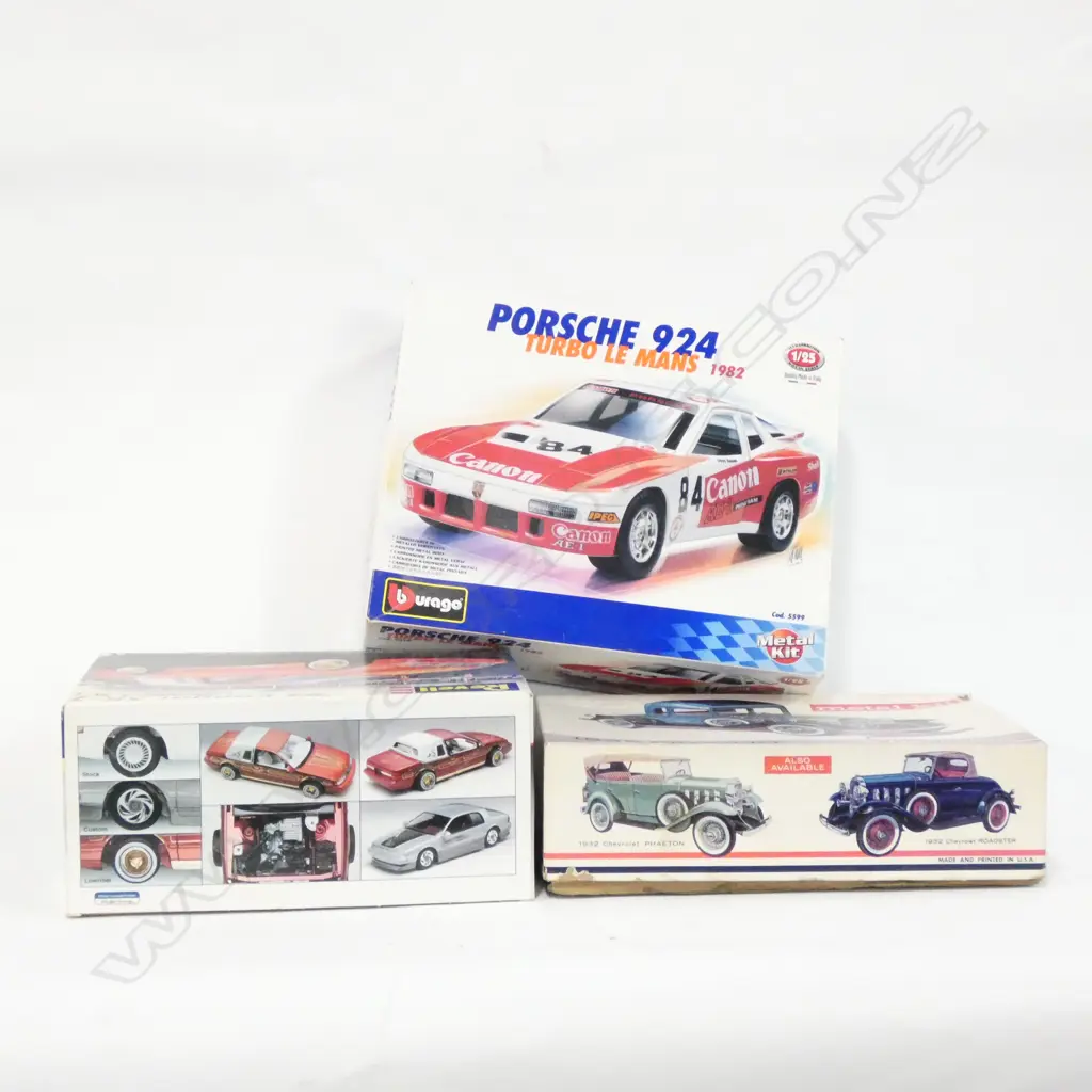 2 METAL KIT MODELS+ ONE PLASTIC REVELL COUGAR/BURAGO PORSCHE/HUBLEY CHEV Image 1++