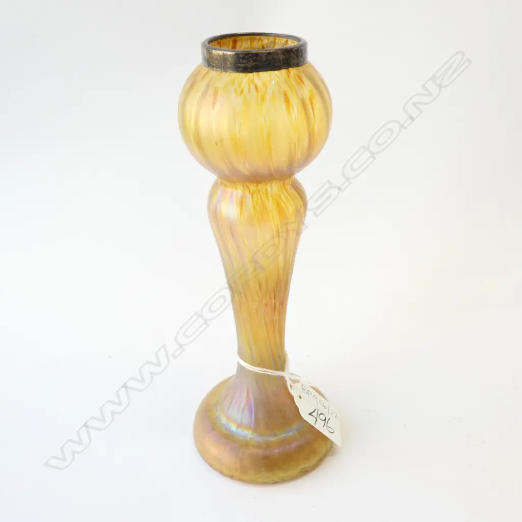 STG SILVER CAPPED ART NOUEAU OPALESCENT VASE H. 190MM  Image 1++