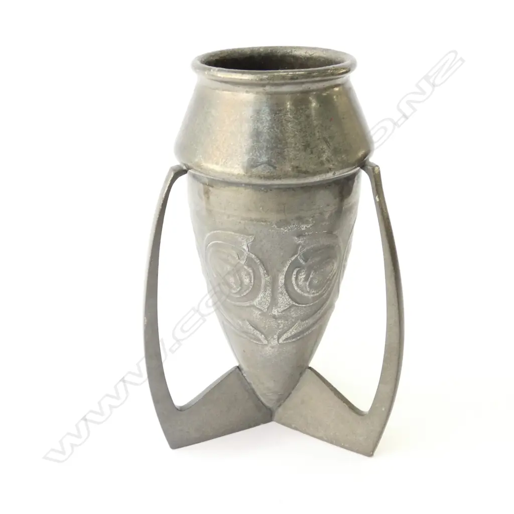 AN ARCHIBALD KNOX PEWTER ARTS AND CRAFTS VASE 195mm Image 1++