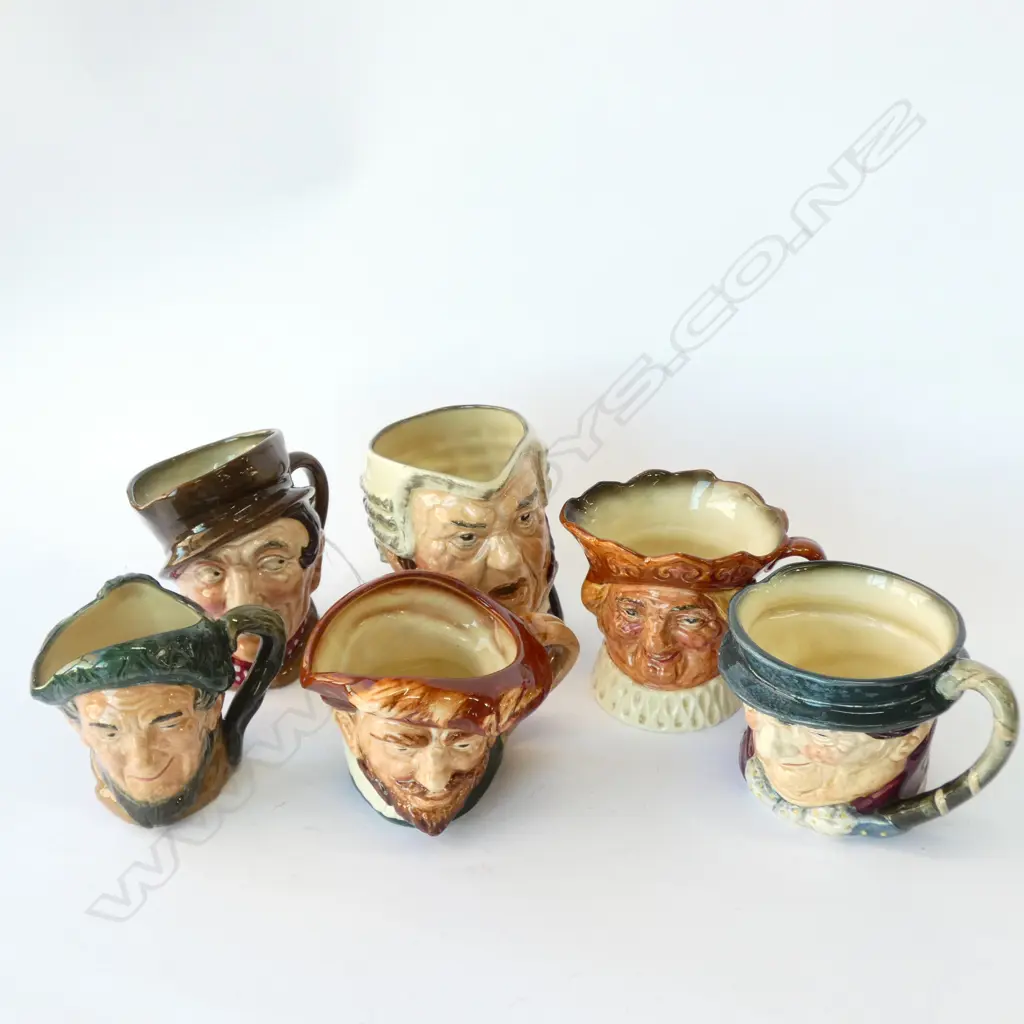 6 R/DOULTON CHARACTER JUGS; AULD MAC, SAM WELLER, JUDGE, OLD KING COLE, DRAKE & TONY MELLOR Image 1++